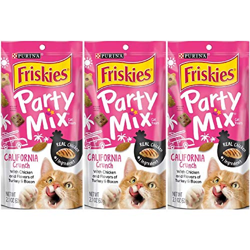 3 Bags of Friskies Party Mix Crunch California Dreamin' Cat Treats 2.1-oz ea