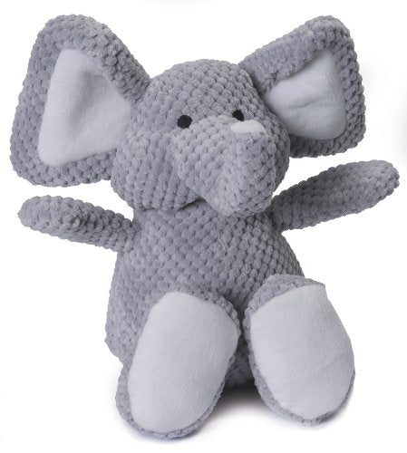 goDog Checkers Elephant With Chew Guard Technology Tough Plush Dog Toy, Grey, Large