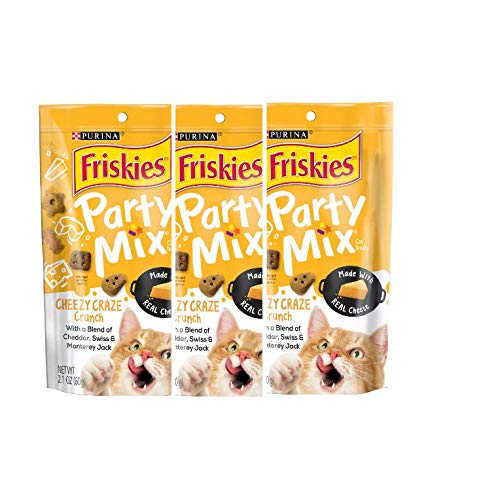 3 Bags of Friskies Party Mix Crunch Cheezy Craze Cat Treats 2.1oz ea