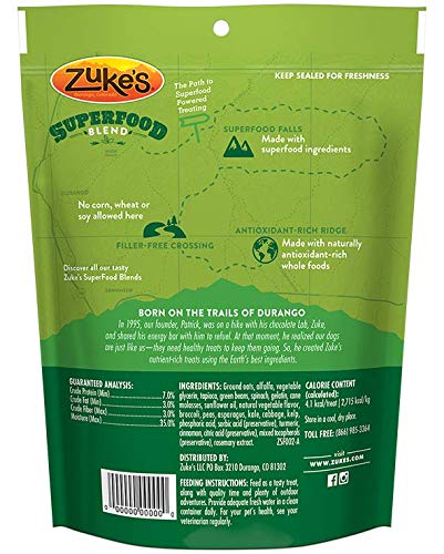 Zuke'S Superfood Blend With Great Greens Dog Treats - 6 Oz. Pouch (Packaging may vary)