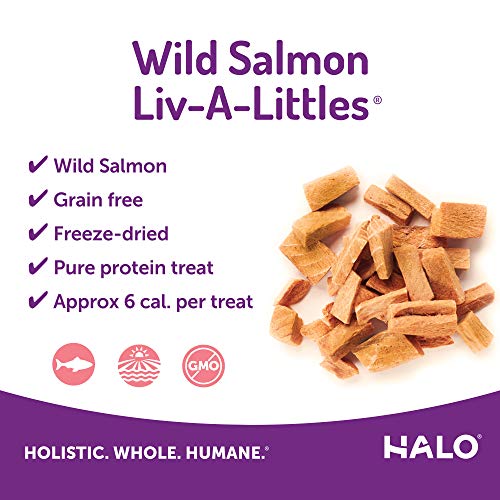 Halo Liv-A-Littles Grain Free Natural Dog Treats & Cat Treats, Freeze Dried Wild Salmon, 1.6-Ounce