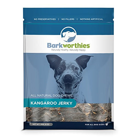 Barkworthies Protein-Rich Kangaroo Jerky Dog Treats (4 oz.) - All-Natural & High-Protein Dog Chews