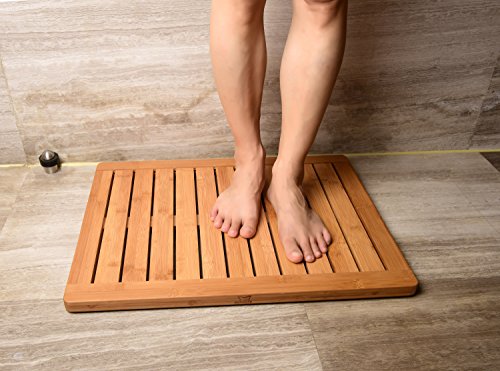 Bathequip Bamboo Floor Mat - Architecturally Pleasing, Elevates You to Dry Off - Rust and Mildew Resistant - Fully Guaranteed