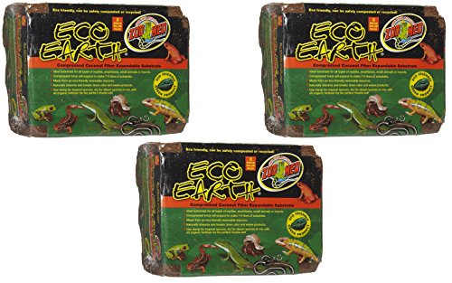 Zoo Med Eco Earth Compressed Coconut Fiber Substrate, 9 Bricks Total (3 Packages containing 3 Bricks each)