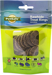 (4 Pack) PetSafe Busy Buddy Refill Ring Dog Treats for Select Busy Buddy Dog Toys, Natural Rawhide, Size A/X-Small to Small