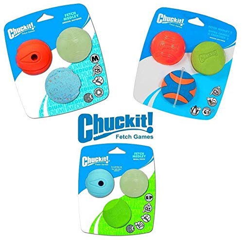 Chuckit! Fetch Medley Balls Medium, 2.5-Inch, 6-Pack