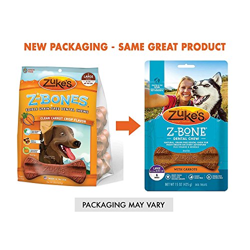 Zuke's Z-Bone Dental Chew Dog Treats, Carrot, Large, 12 Chews