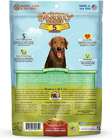 ZukeÂS Skinny Bakes Dog Treats, Peanut Butter And Apples, 5-Calories, 12-Ounce