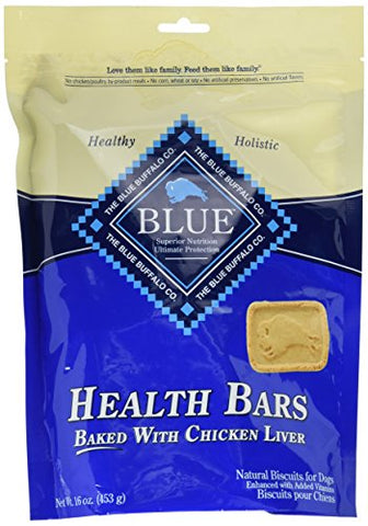 Blue Buffalo Health Bars Natural Crunchy Dog Treats Biscuits, Chicken Liver 16-oz bag