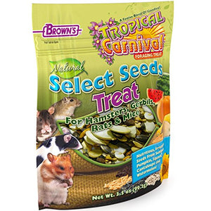 F.M. Brown's Tropical Carnival Natural Select Seeds Treat, 3.5-oz Bag - Natural Fiber, Antioxidants, and Essential Minerals for Hamsters, Gerbils, Rats, and Mice