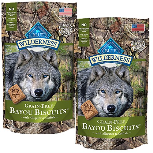 BLUE Wilderness Grain-Free Bayou Biscuits with Alligator & Catfish Dog Treats 8-oz, 2 Pack