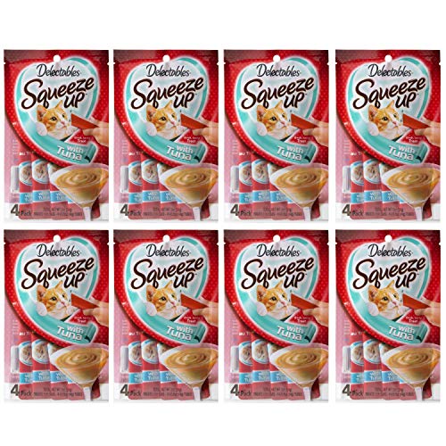 Delectables Squeeze Up Interactive Wet Cat Treats - Tuna - 4 tubes in each single pack (32 Tubes total)