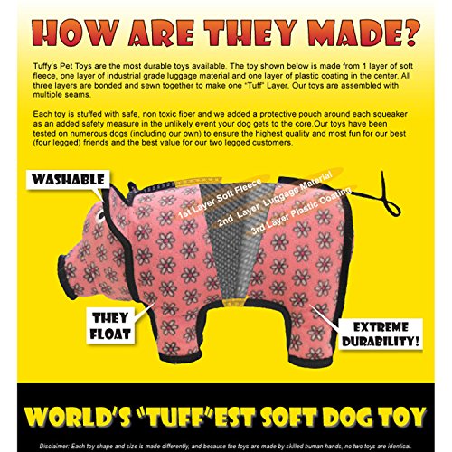 TUFFY Barnyard Animal Pig, Durable Dog Toy, Large