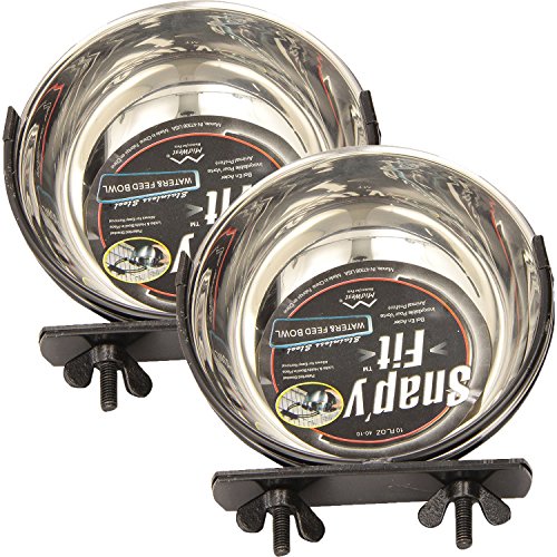 MidWest Homes for Pets 2 Pack of Snap'y Fit Water and Food Bowls, 10 Ounces each, for Dog Crates