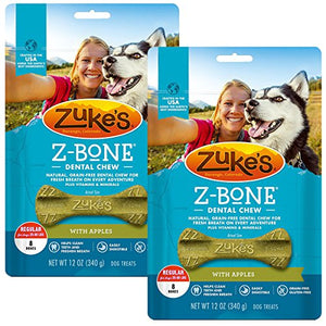 Zuke's Z-Bone Dental Chew Dog Treats, Apple, Regular, 16 Chews