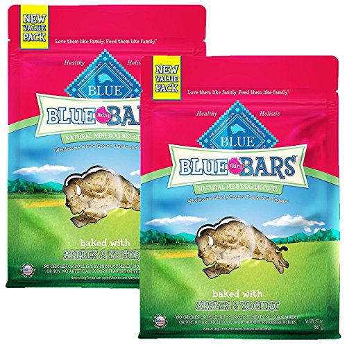 BLUE Mini Bars Crunchy Dog Treats, Apples & Yogurt, 20 oz (2 Pack)
