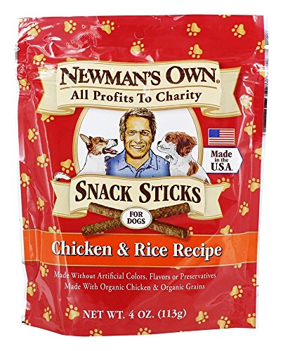 Newman's Own Organic Snack Sticks Dog Treats 3 Flavor Variety Bundle: (1) Newman's Own Chicken & Sweet Potato Recipe, (1) Newman's Own Chicken & Rice Recipe, and (1) Newman's Own Chicken & Vegetable Recipe, 4 Oz. Ea. (3 Bags Total)