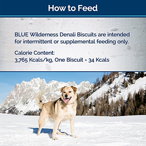 Blue Buffalo Wilderness Denali Biscuits High Protein Grain Free Crunchy Dog Treats, Wild Salmon, Venison, & Halibut 8-oz bag