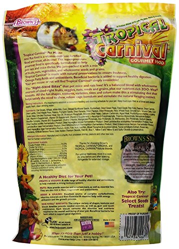 F.M. Brown's Tropical Carnival Gourmet Pet Mouse and Rat Food with Fruits, Veggies, Seeds, and Grains, Vitamin-Nutrient Fortified Daily Diet, 2lb
