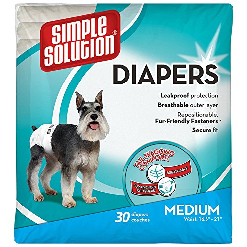 Simple Solution Disposable Medium Dog Diapers, 30 Count (2 Pack)