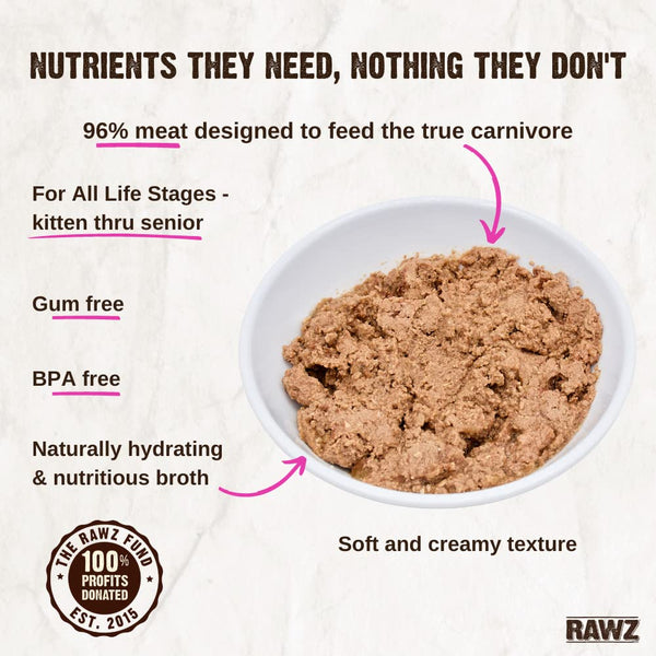 Rawz Natural Premium Pate Canned Cat Wet Food - Made with Real Meat Ingredients No BPA or Gums - 5.5oz Cans 24 Count