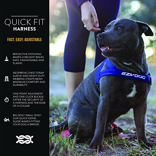 EzyDog Premium Quick Fit Adjustable No-Pull Dog Harness Vest with Reflective Stitching - Perfect for Training, Walking, and Control - Padded for Comfort (X-Large, Black)