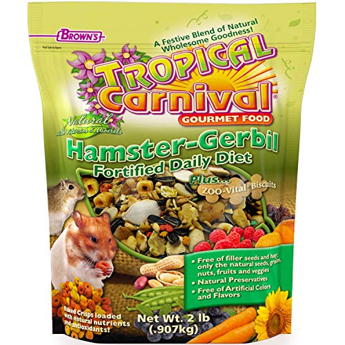 Tropical Carnival F.M. Brown's Natural Hamster-Gerbil Food, 4-Lb Bag - Vitamin-Nutrient Fortified Daily Diet, No Filler Seeds, No Artificial Colors Or Flavors