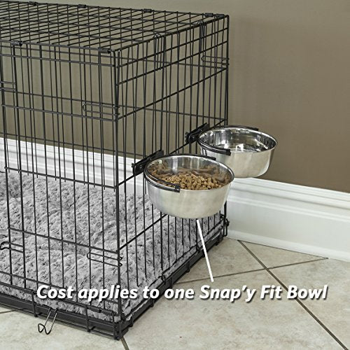 MidWest Homes for Pets Snap'y Fit Stainless Steel Food Bowl / Pet Bowl, 1 qt. for Dogs & Cats