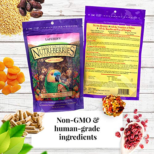 LAFEBER'S Nutri-Berries Pet Bird Food Bundle with Tropical Fruit, El Paso, Sunny Orchard, and Garden Veggie for Parrots, 10 oz Each (4 Items)