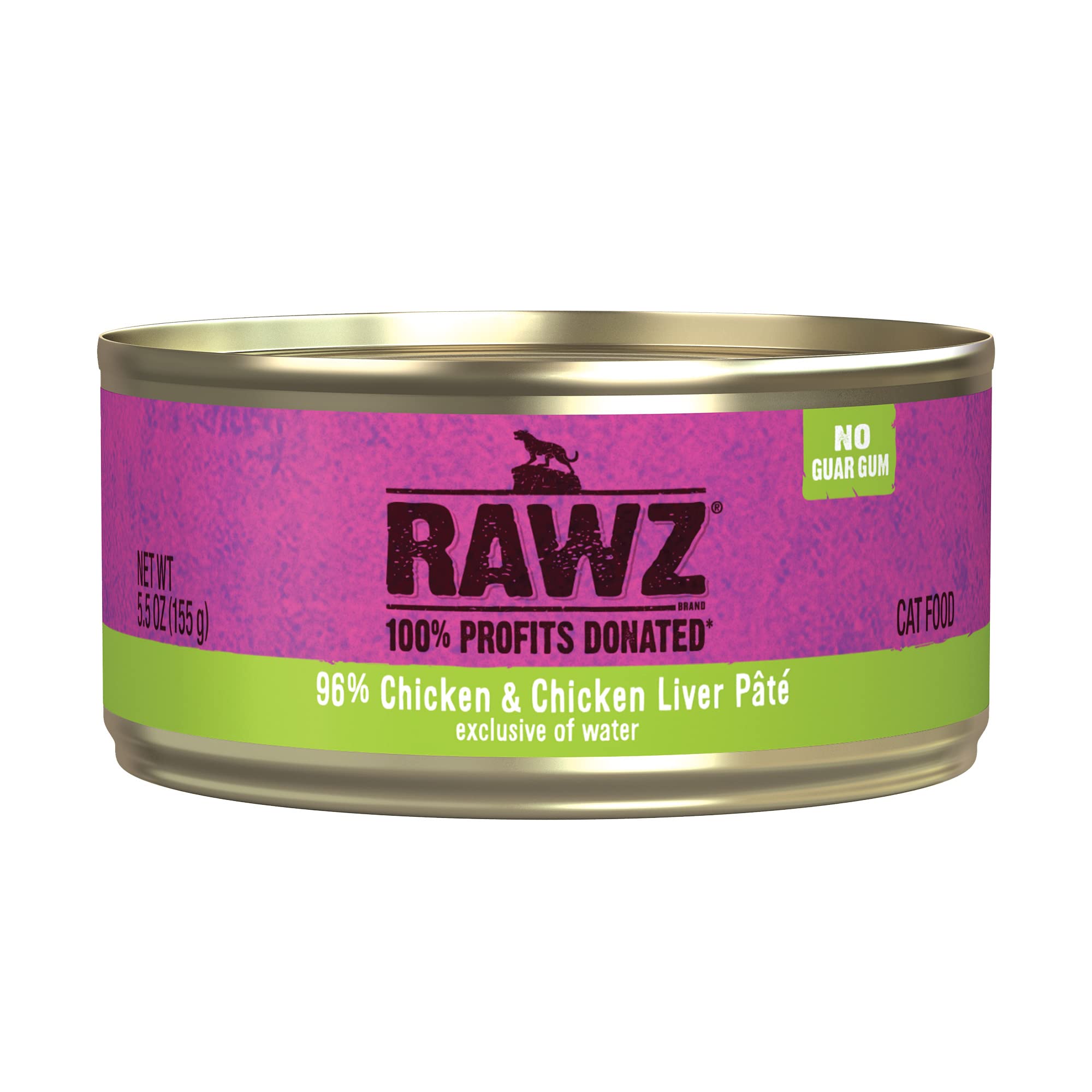 Rawz Natural Premium Pate Canned Cat Wet Food - Made with Real Meat Ingredients No BPA or Gums - 5.5oz Cans 24 Count