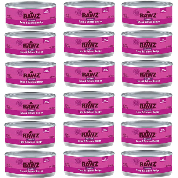 RAWZ Natural Premium Shredded Canned Cat Wet Food - Grain Free Made with Real Meat Ingredients No BPA or Gums - 3oz Cans 18 Count